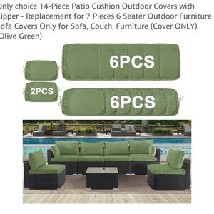 New Green Patio Cushion Covers - 14-Piece Set olive green waterproof outdoor